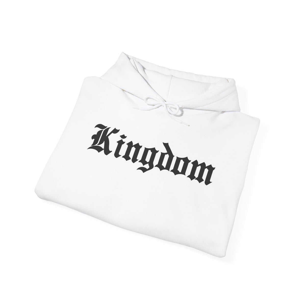 Kingdom Graphic Hoodie — Gothic Logo Pullover with Back Emblem
