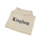 Kingdom Graphic Hoodie — Gothic Logo Pullover with Back Emblem